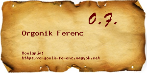 Orgonik Ferenc névjegykártya